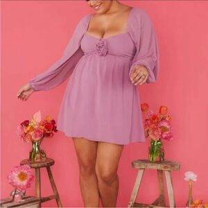 Show Me Your MuMu Becca Babydoll Dress in Antique Rose Chiffon